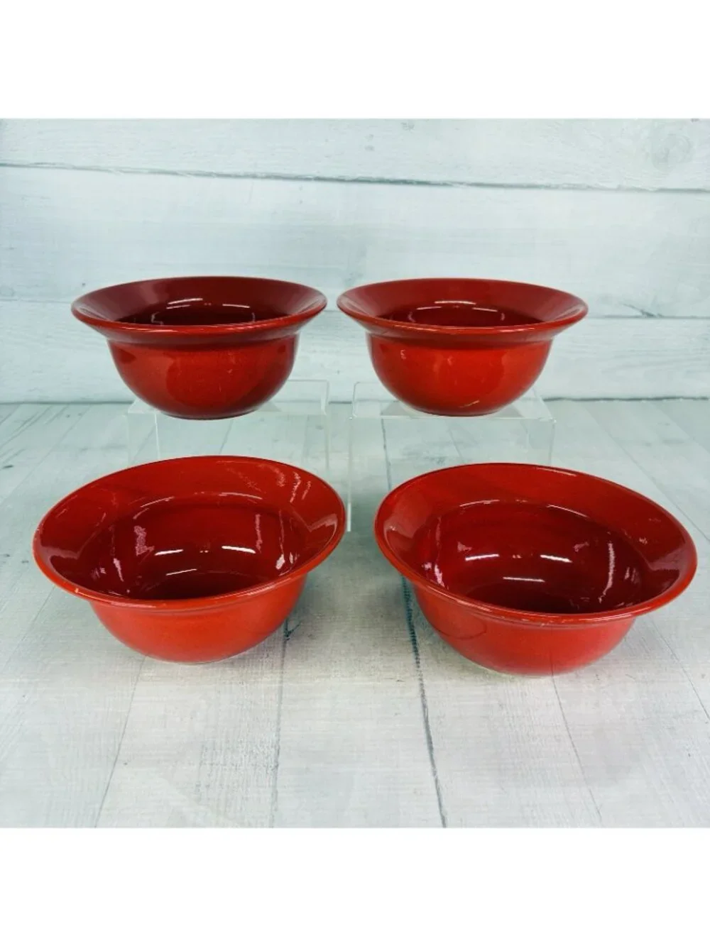 Pier 1 RED Solid Colored Rimmed Earthenware Spain 6.75